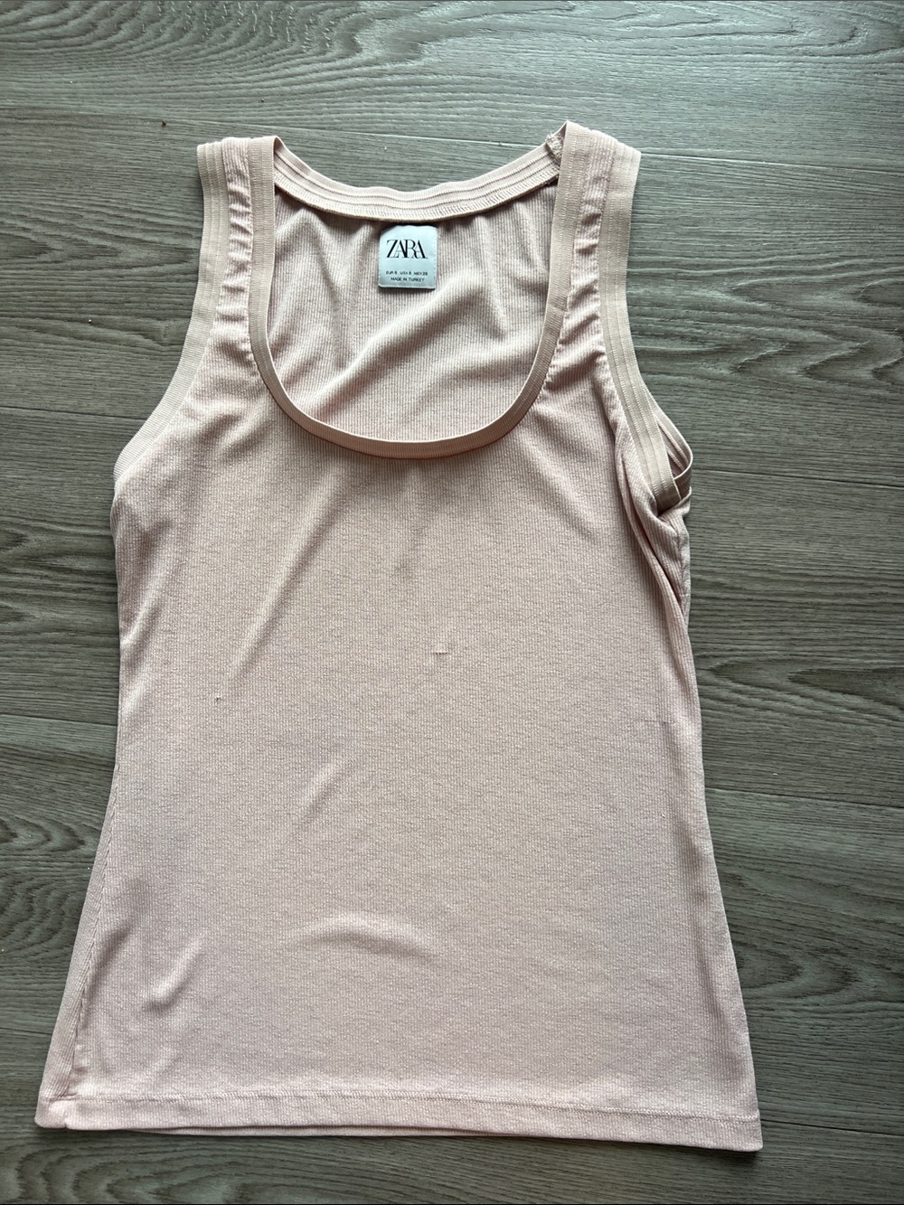 ZARA Pale Blush Pink Ribbed Tank Top